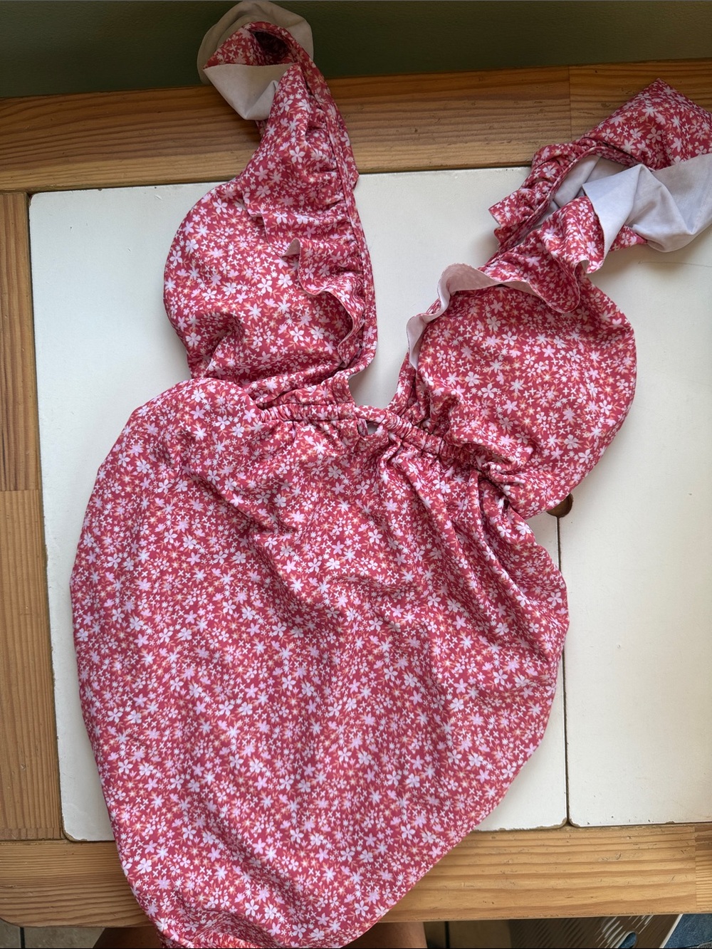 Pink blush- Pink Floral Ruffle One-Piece Swimsuit (maternity)
